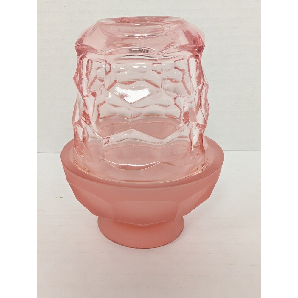 Viking Glass Satin Pink Georgian GLOWS 2-Piece Honeycomb Fairy Lamp 4.5” Tall